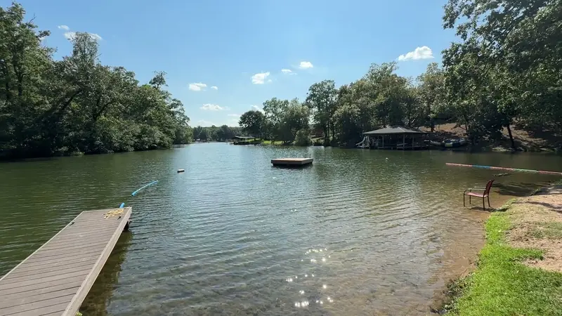 The open water of the cove seen from the dock
